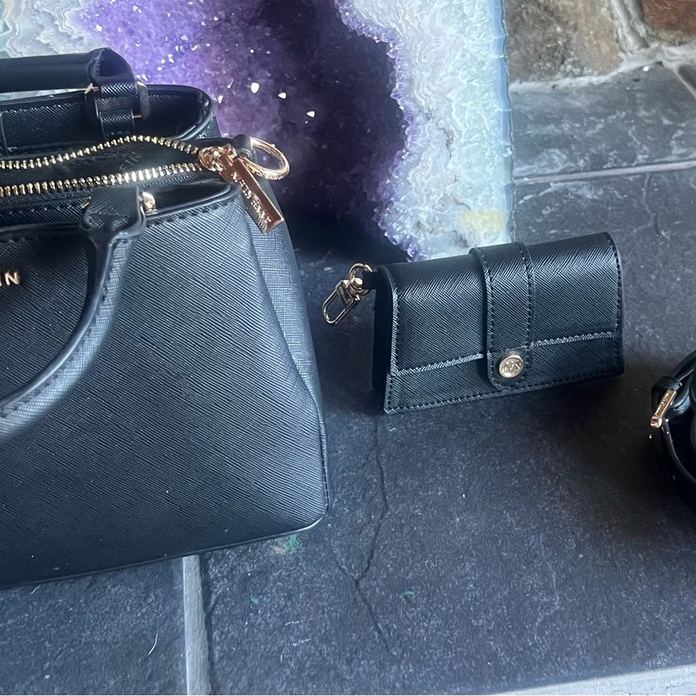 Anne Klein Black Satchel with Gold Accents - Picture 5 of 8